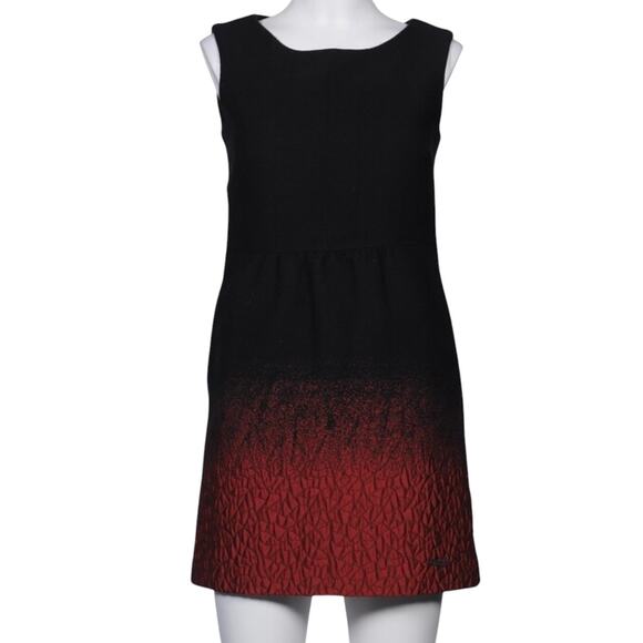 DESIGUAL Rainbow Black Structured Sheath Dress Red Abstract Ombre Small MSRP$269 - Picture 1 of 7